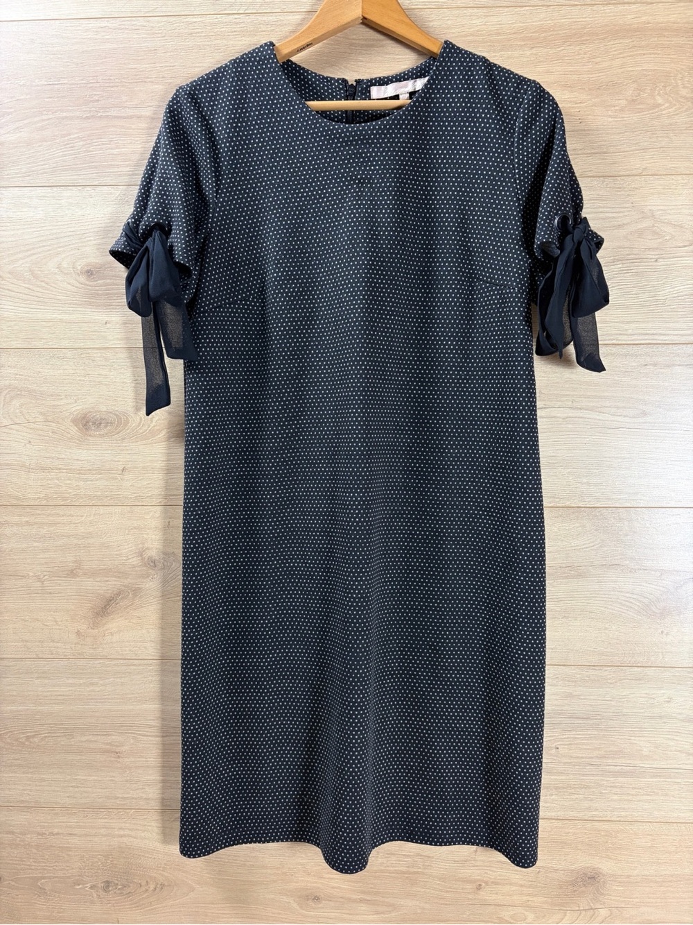 Hutch Short-Sleeve Dotted Knit Shift Dress with Tie Sleeves
